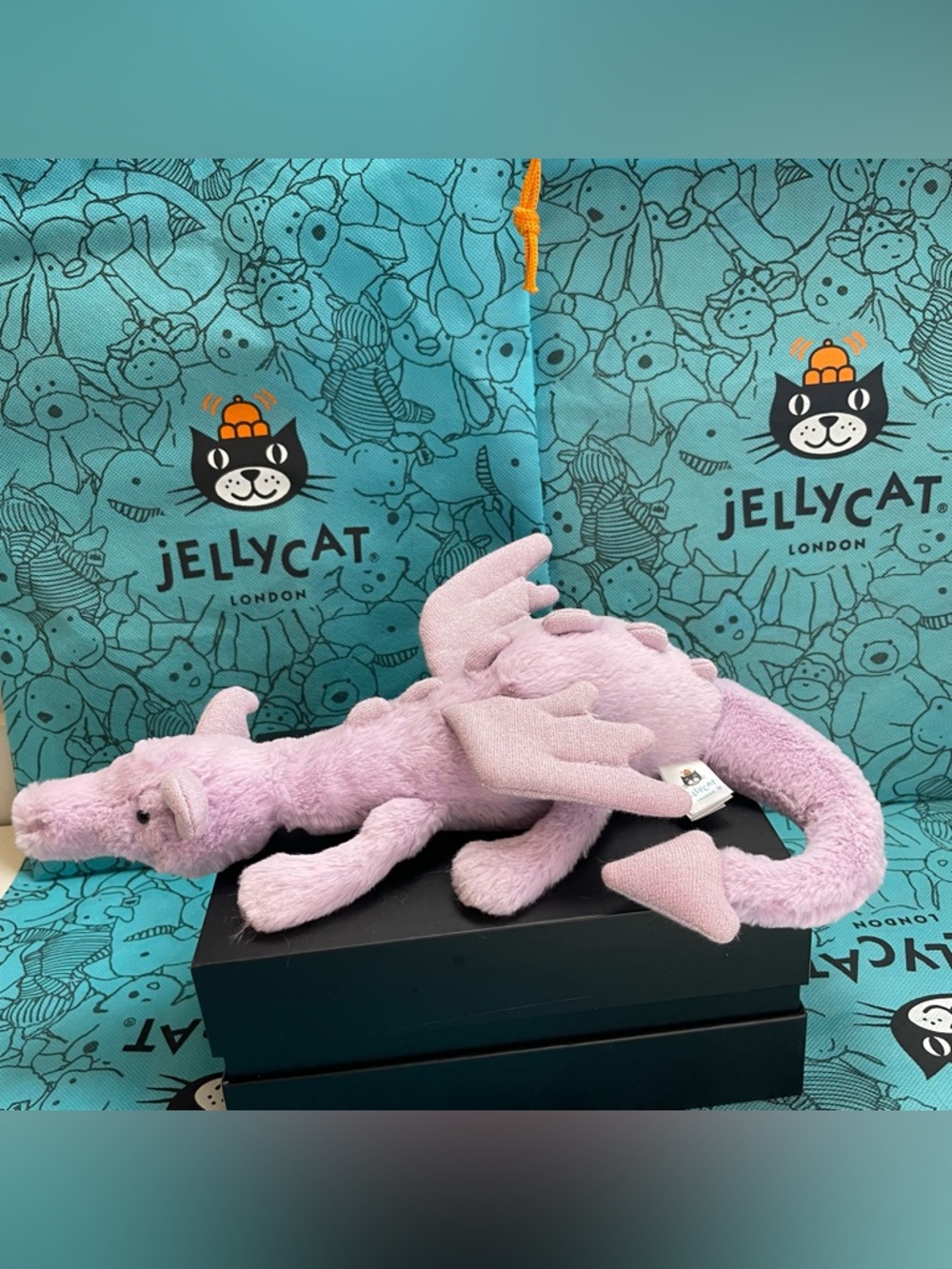 Retired Jellycat Little Lavender Dragon~ gorgeous fur~ glitter wings~ like new